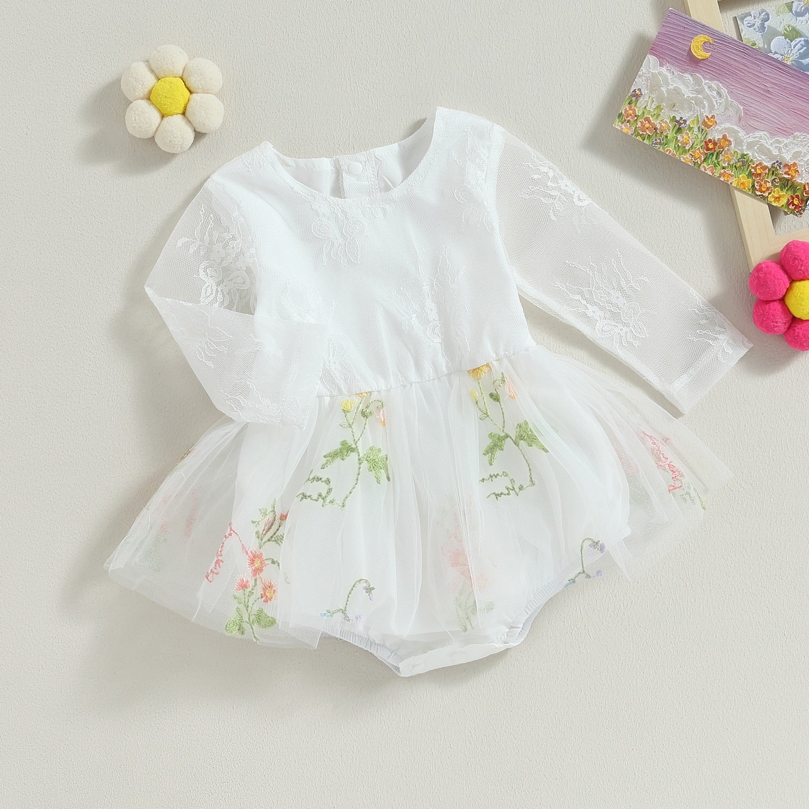 Body Infantil Sainha Tule Floral