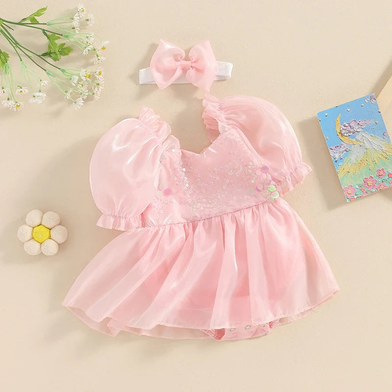 Body Infantil Feminino Lantejoulas + Lacinho