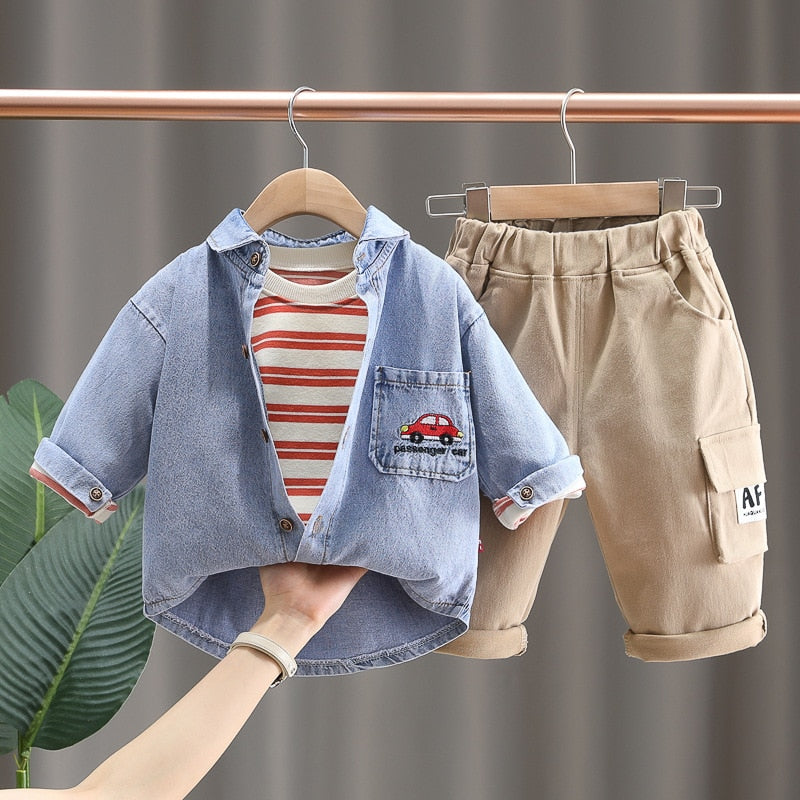 Conjunto Infantil Masculino Jaqueta e Listrada 3 Peças