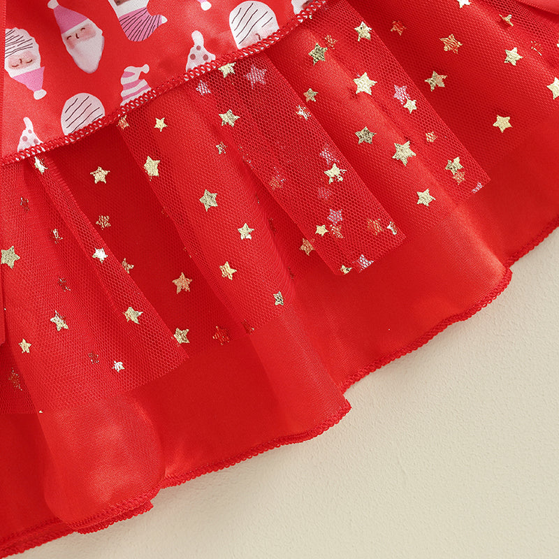 Vestido Infantil Natal Tule Estrelinhas