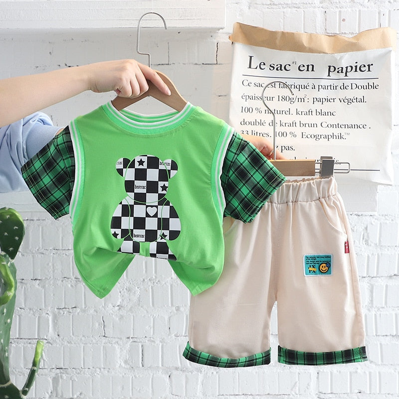 Conjunto Infantil Masculino Xadrez Ursinho