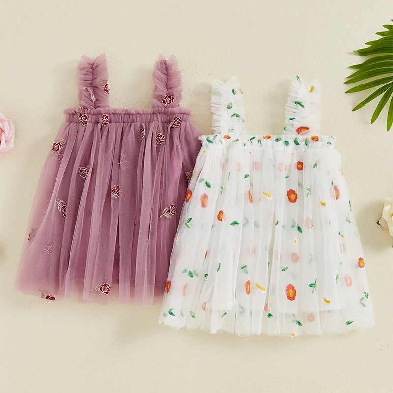 Vestido Infantil Tule Florzinhas