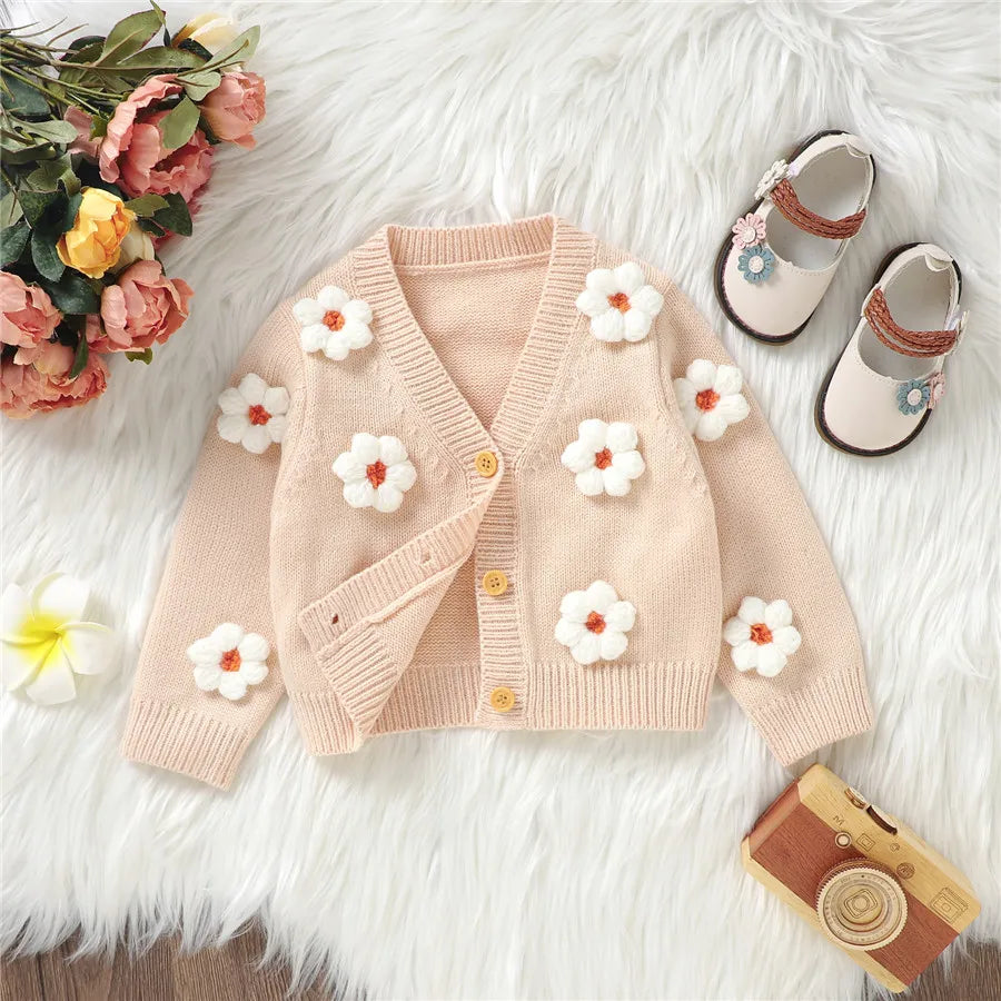 Cardigan Infantil Tricô Florzinhas