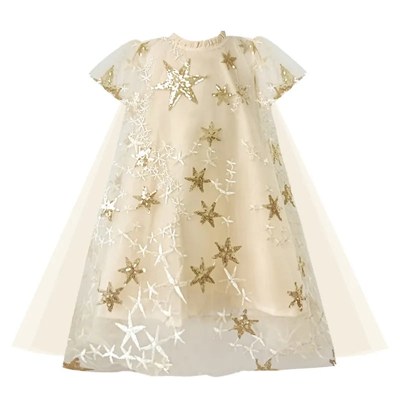 Vestido Infantil Lantejoulas Estrelinhas