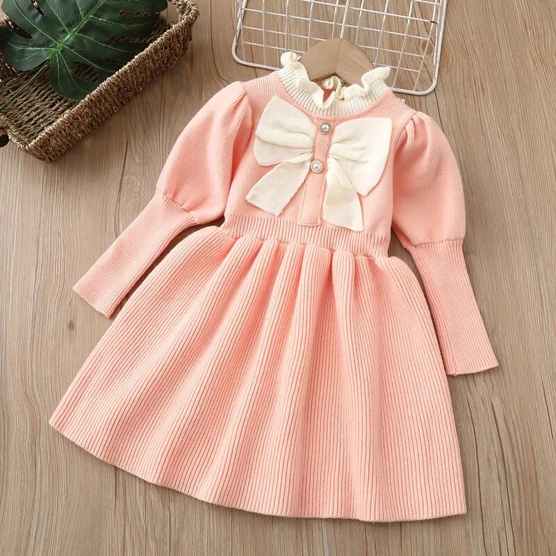 Vestido Infantil Tricô Laçinho