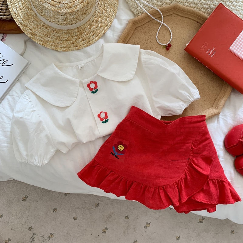 Conjunto Infantil Feminino Florzinha e Saia