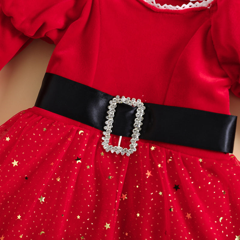 Vestido Infantil Natal Brilhante