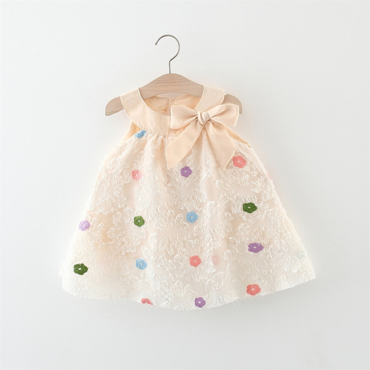 Vestido Infantil Bordado Florzinhas e Laço