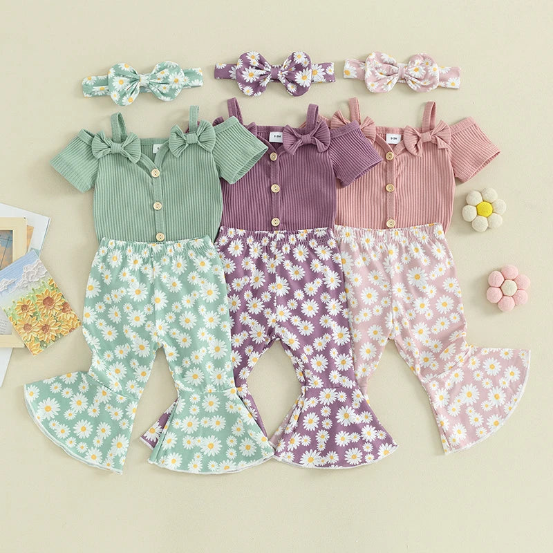 Conjunto Infantil Feminino Laços e Florzinhas