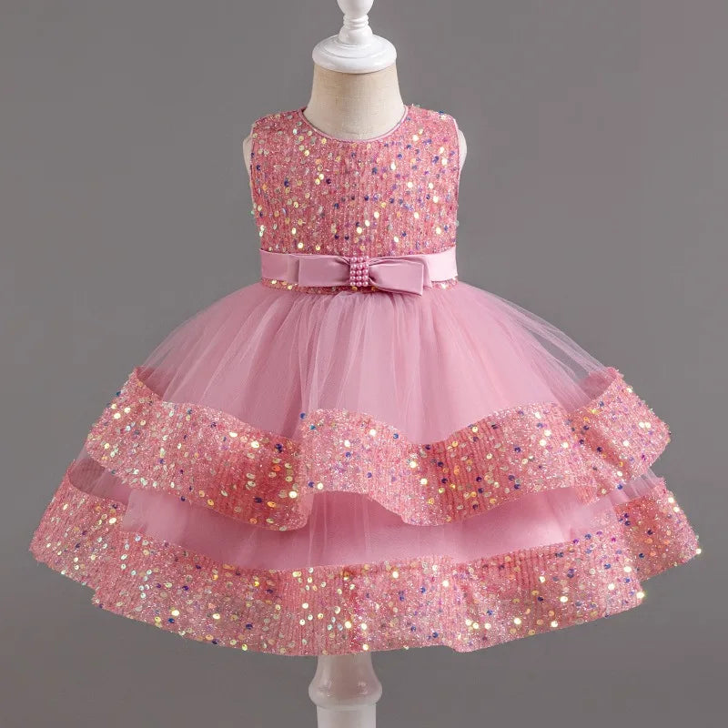 Vestido De Festa Infantil Brilhoso Lacinho