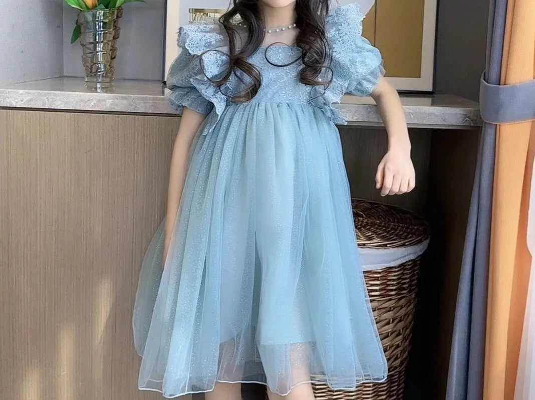 Vestido Infantil Renda Manguinha Bufante