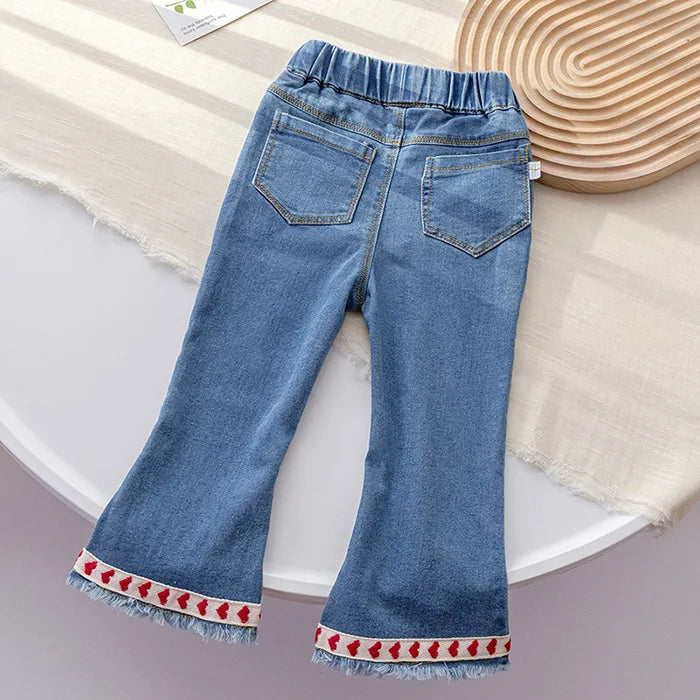 Calça Infantil Feminina Jeans Coraçõeszinhos