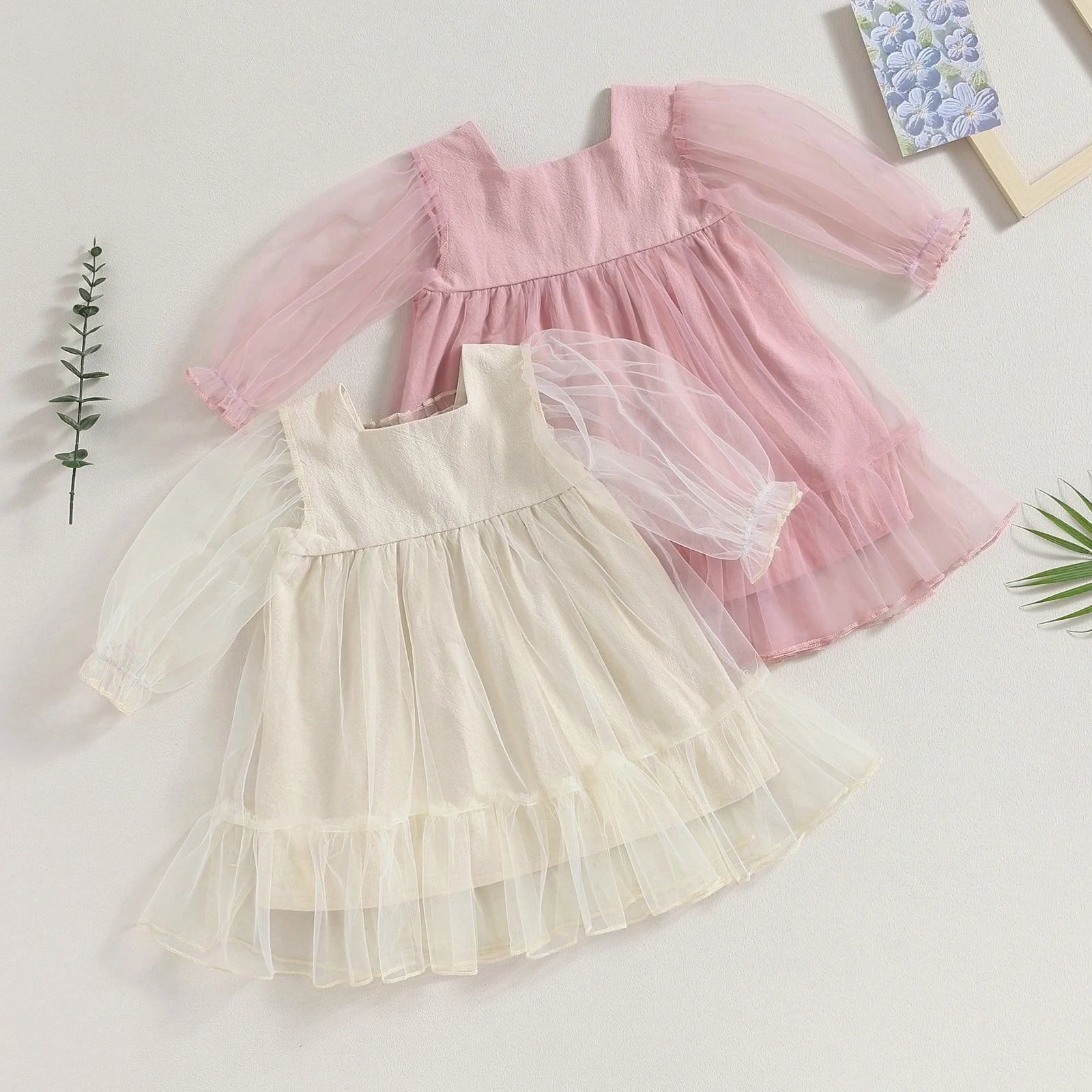 Vestido Infantil Tule Manga Longa