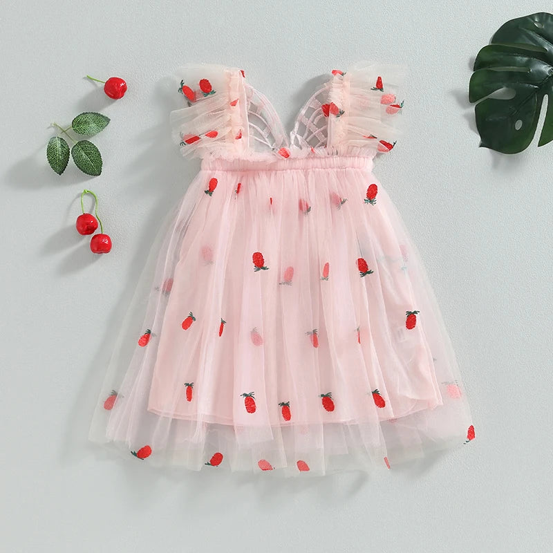 Vestido Infantil Tule Abacaxi Asinha