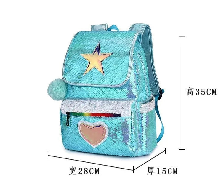 Mochila Escolar Estrelinha e Coração