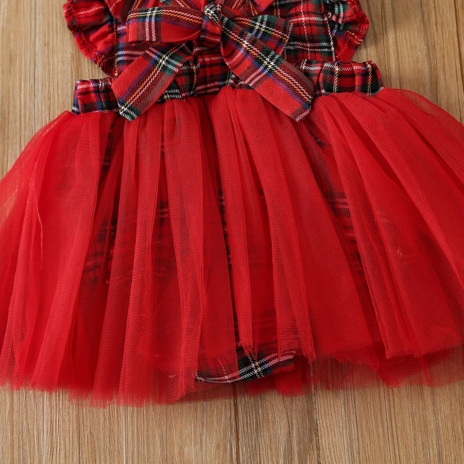 Vestido Infantil Xadrez Tule + Faixinha