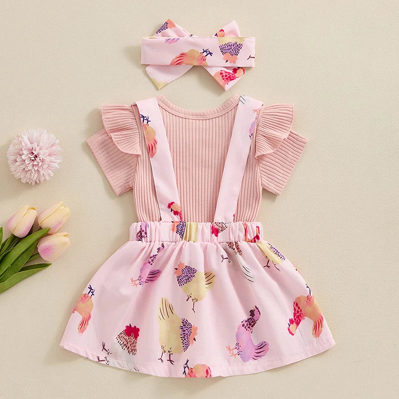 Conjunto Infantil Feminino 3 Peças Florzinhas Fazendinha