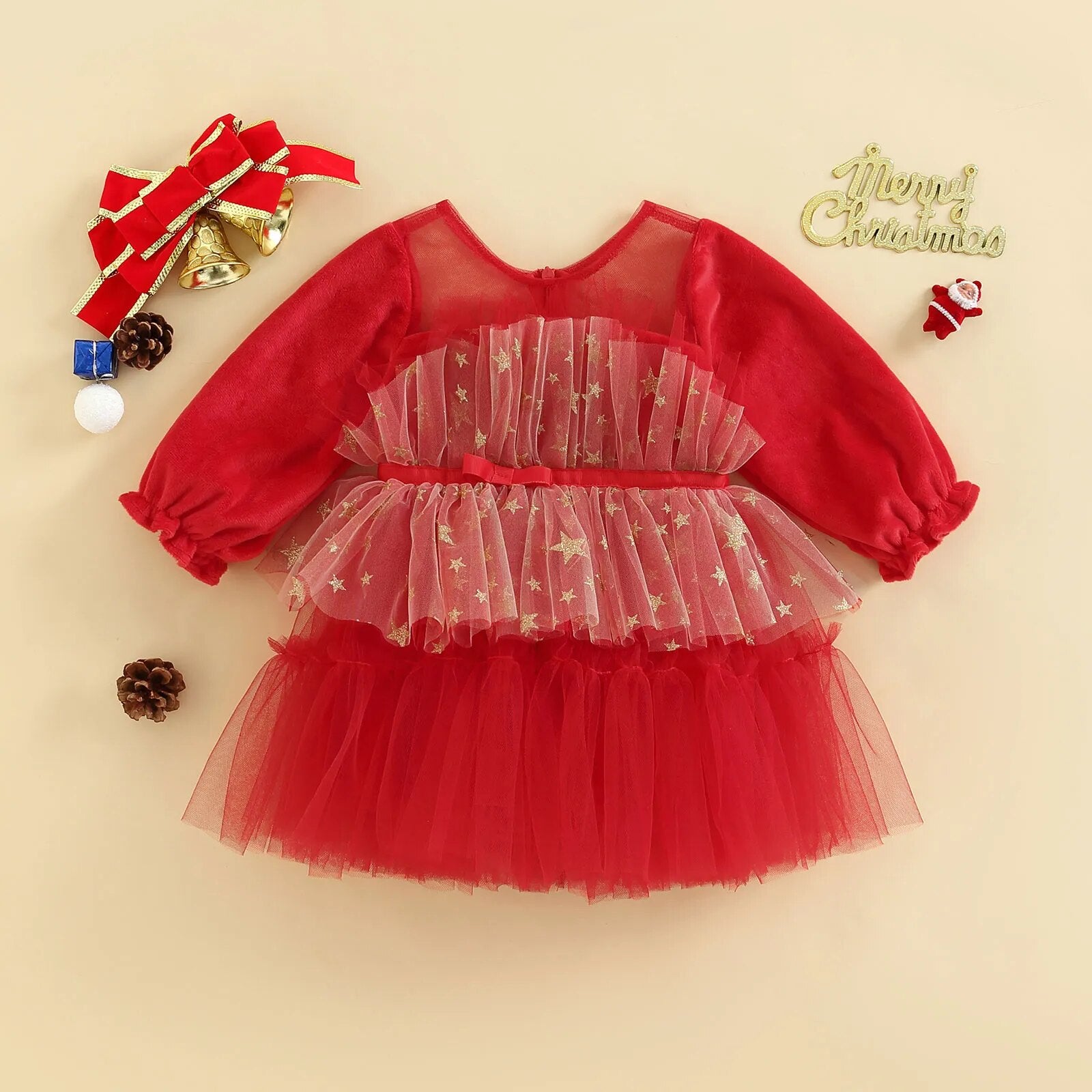 Vestido Infantil Natal Estrelinhas