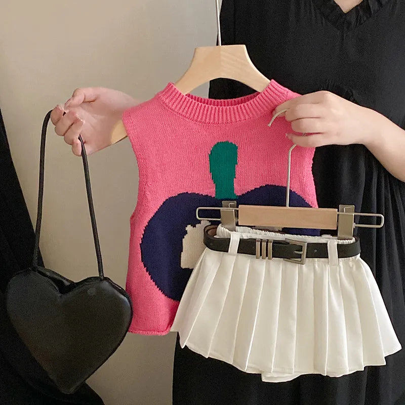 Conjunto Infantil Feminino Regatinha e Saia Plíssada