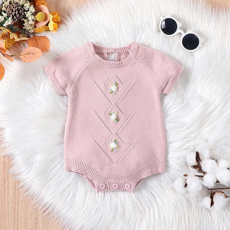 Body Infantil Feminino Tricô Florzinhas