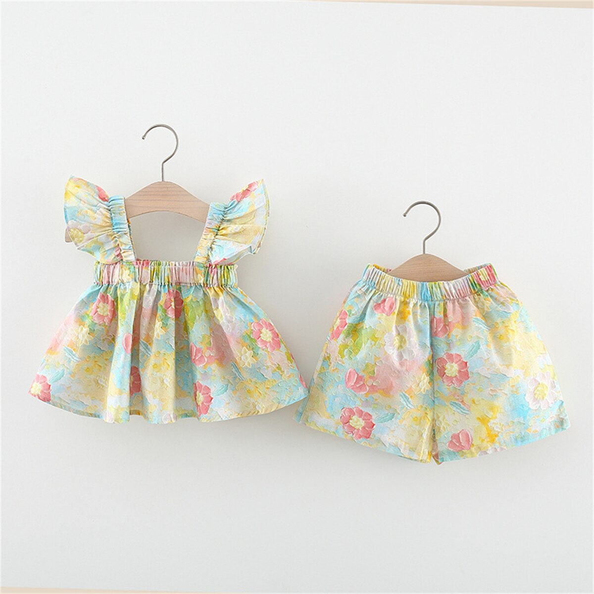 Conjunto Infantil Feminino Floral Manguinha