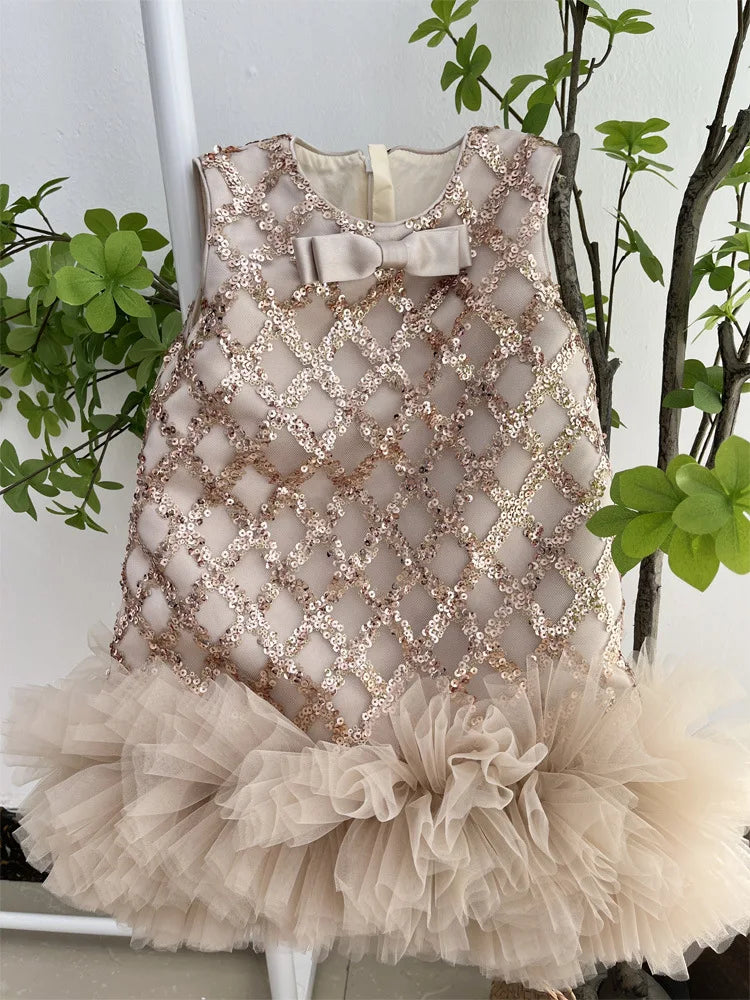 Vestido Infantil Strass Brilhante Babadinhos