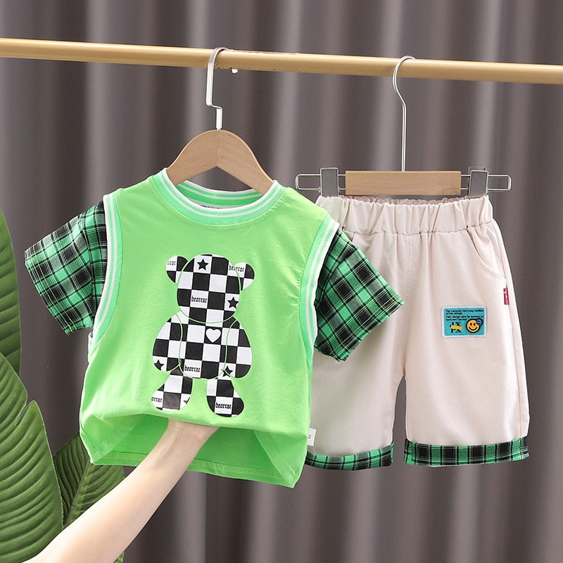 Conjunto Infantil Masculino Xadrez Ursinho