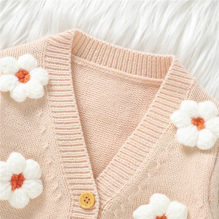 Cardigan Infantil Tricô Florzinhas