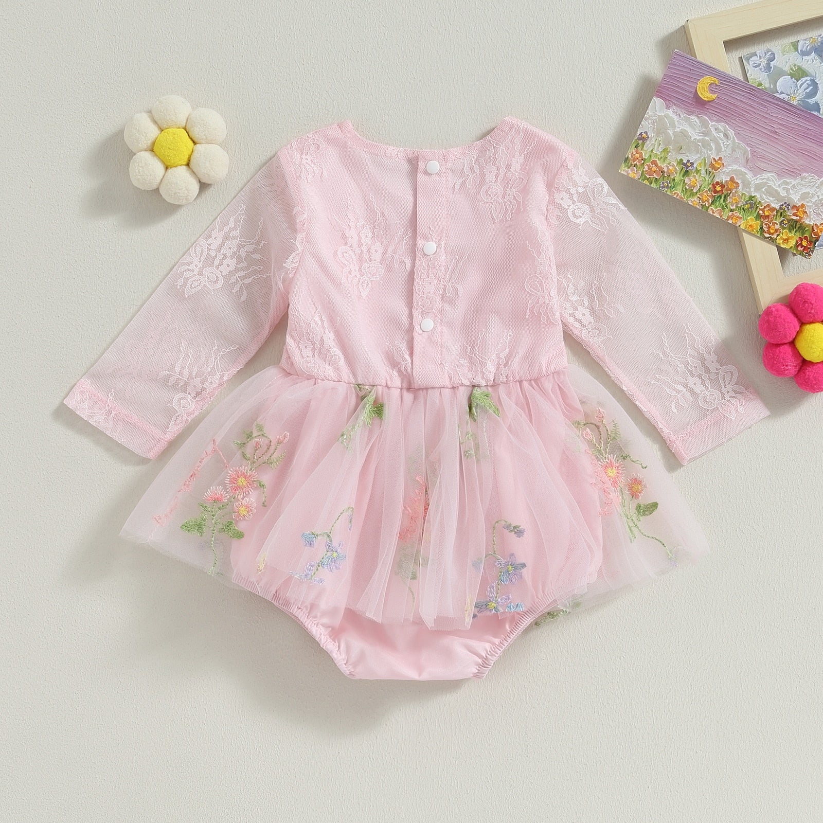 Body Infantil Sainha Tule Floral