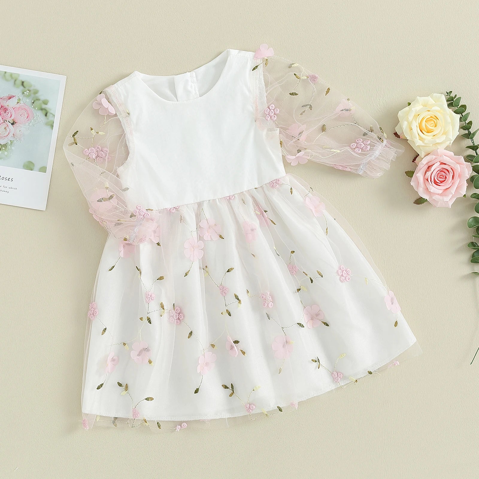 Vestido Infantil Tule Floral