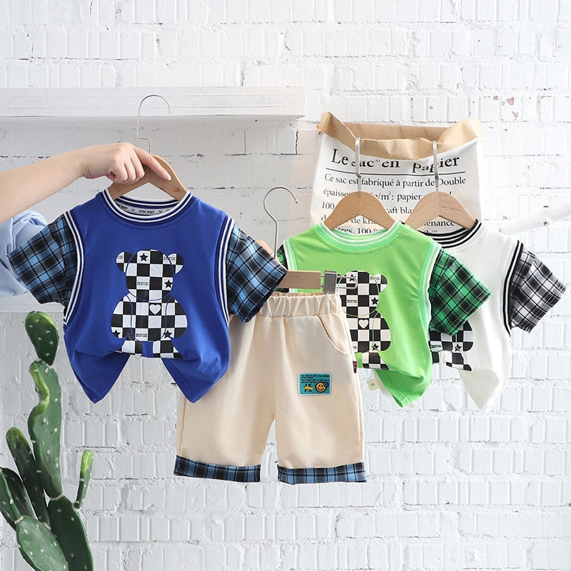 Conjunto Infantil Masculino Xadrez Ursinho