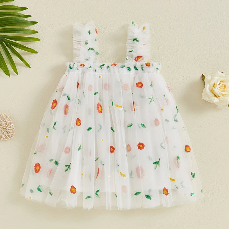 Vestido Infantil Tule Florzinhas