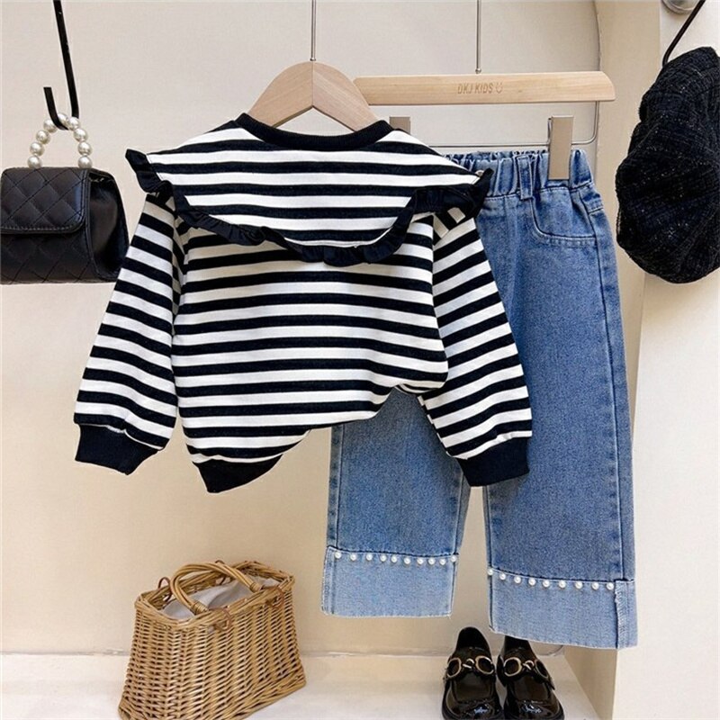 Conjunto Infantil Feminino Lístras Golinha e Jeans