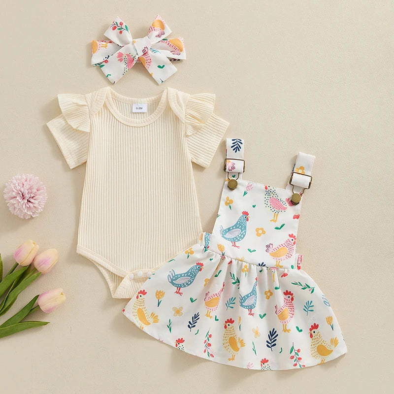 Conjunto Infantil Feminino 3 Peças Florzinhas Fazendinha