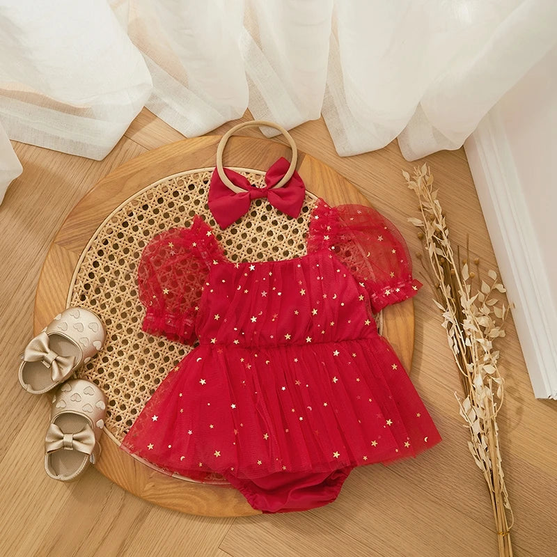 Body Infantil Feminino Natal Estrelinhas