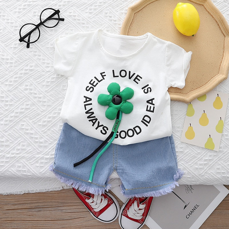 Conjunto Infantil Feminino Florzinha e Jeans