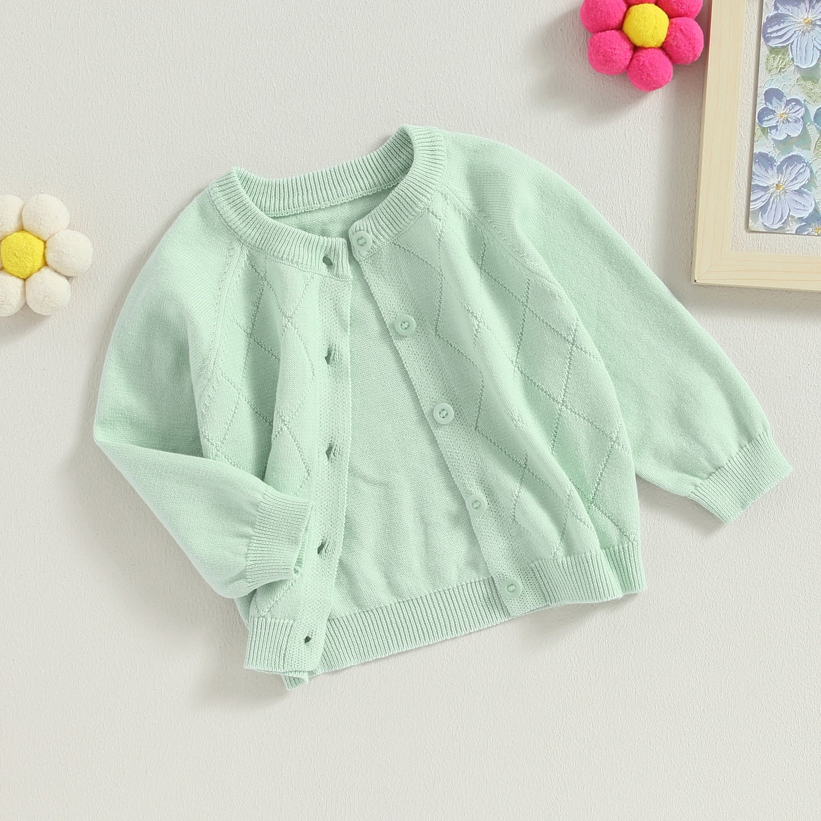 Cardigan Infantil Feminino Tricot Botõezinhos