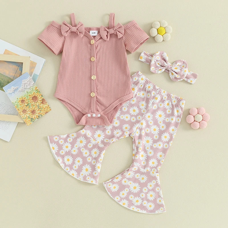 Conjunto Infantil Feminino Laços e Florzinhas