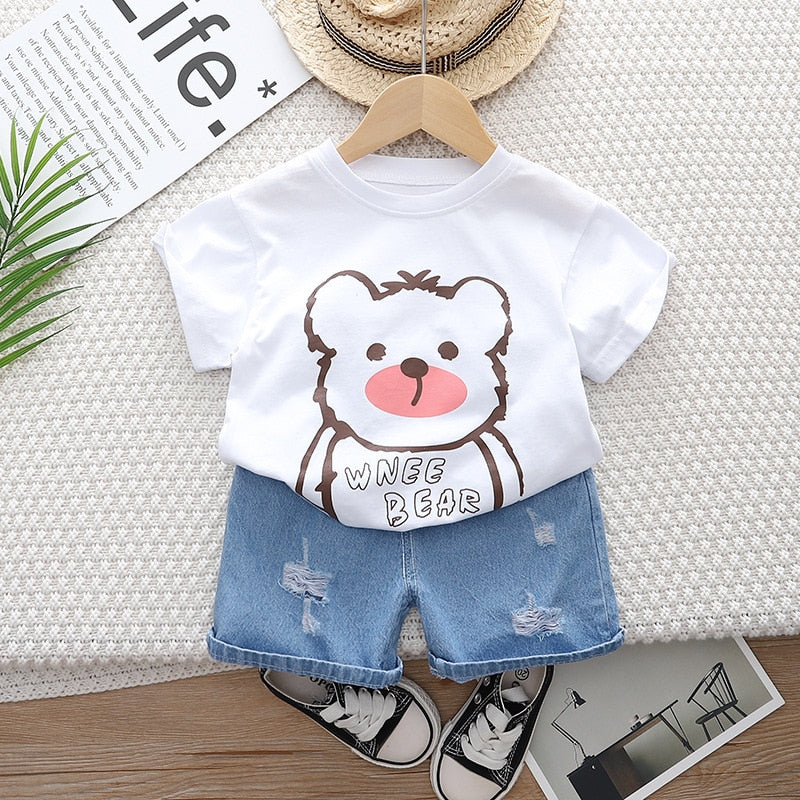 Conjunto Infantil Feminino Ursinho e Bermudinha