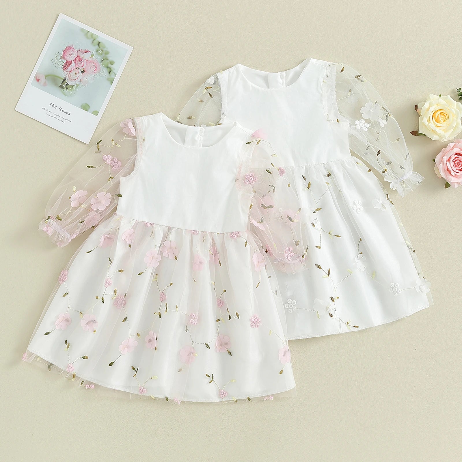 Vestido Infantil Tule Floral