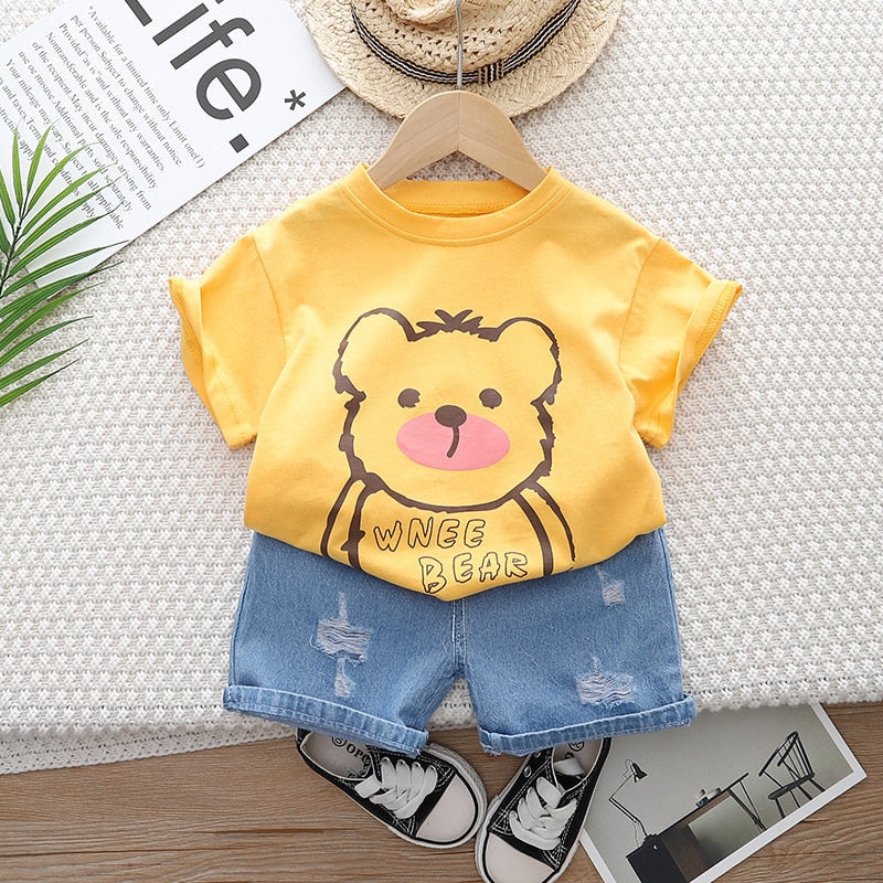 Conjunto Infantil Feminino Ursinho e Bermudinha