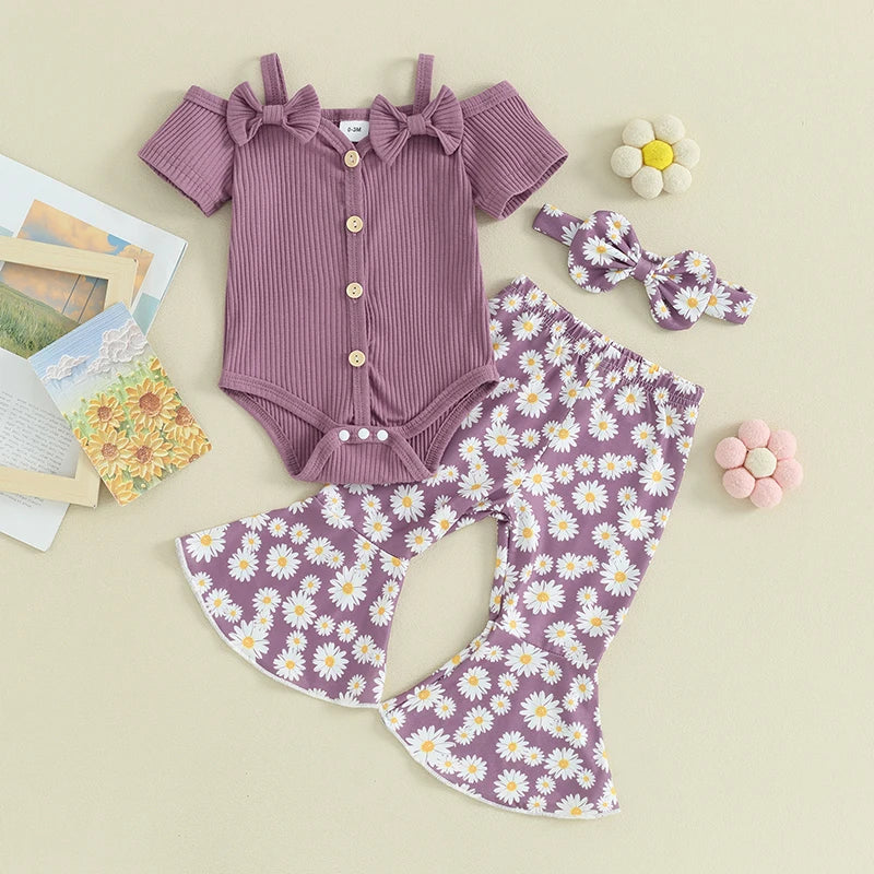 Conjunto Infantil Feminino Laços e Florzinhas