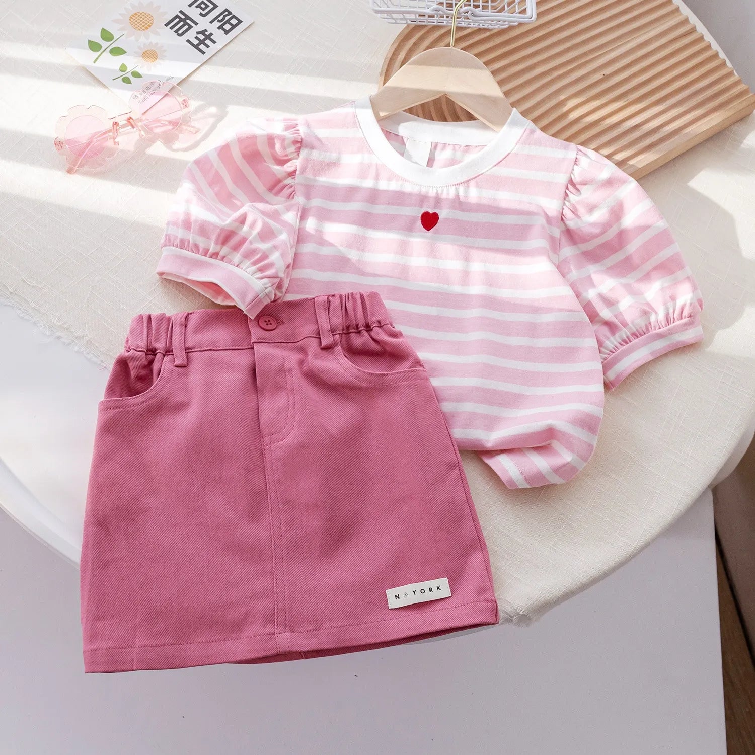 Conjunto Infantil Feminino Lístras Coraçãozinho