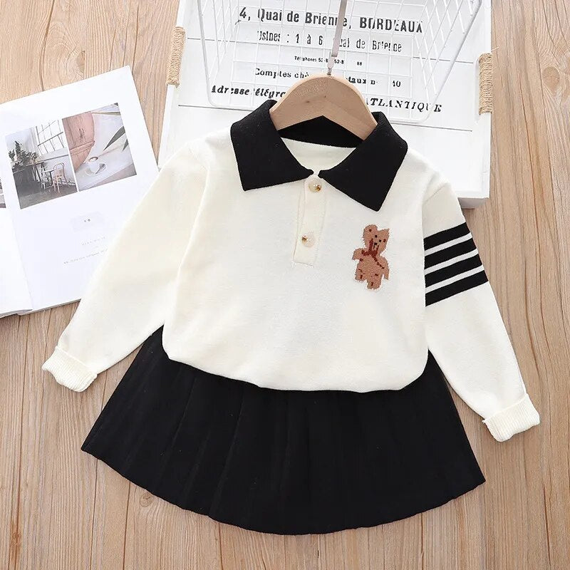 Conjunto Infantil Feminino Polo e Saínha Plíssada