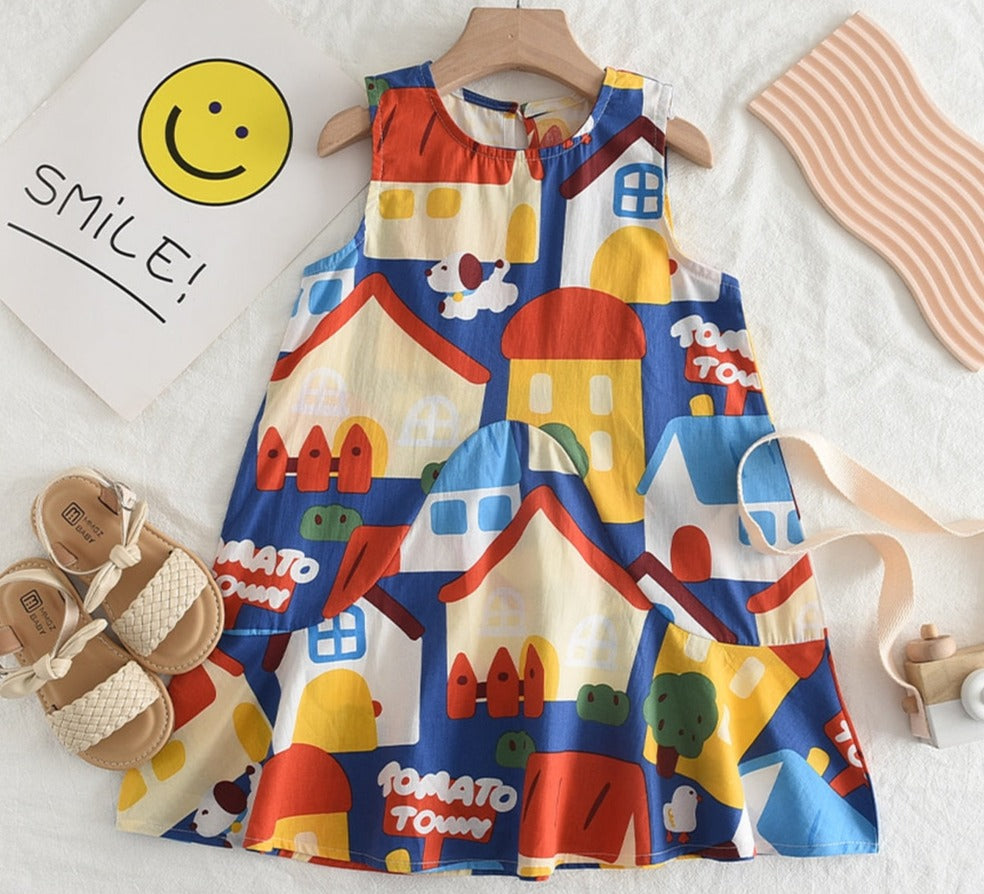 Vestido Infantil Estampa Verão Animado