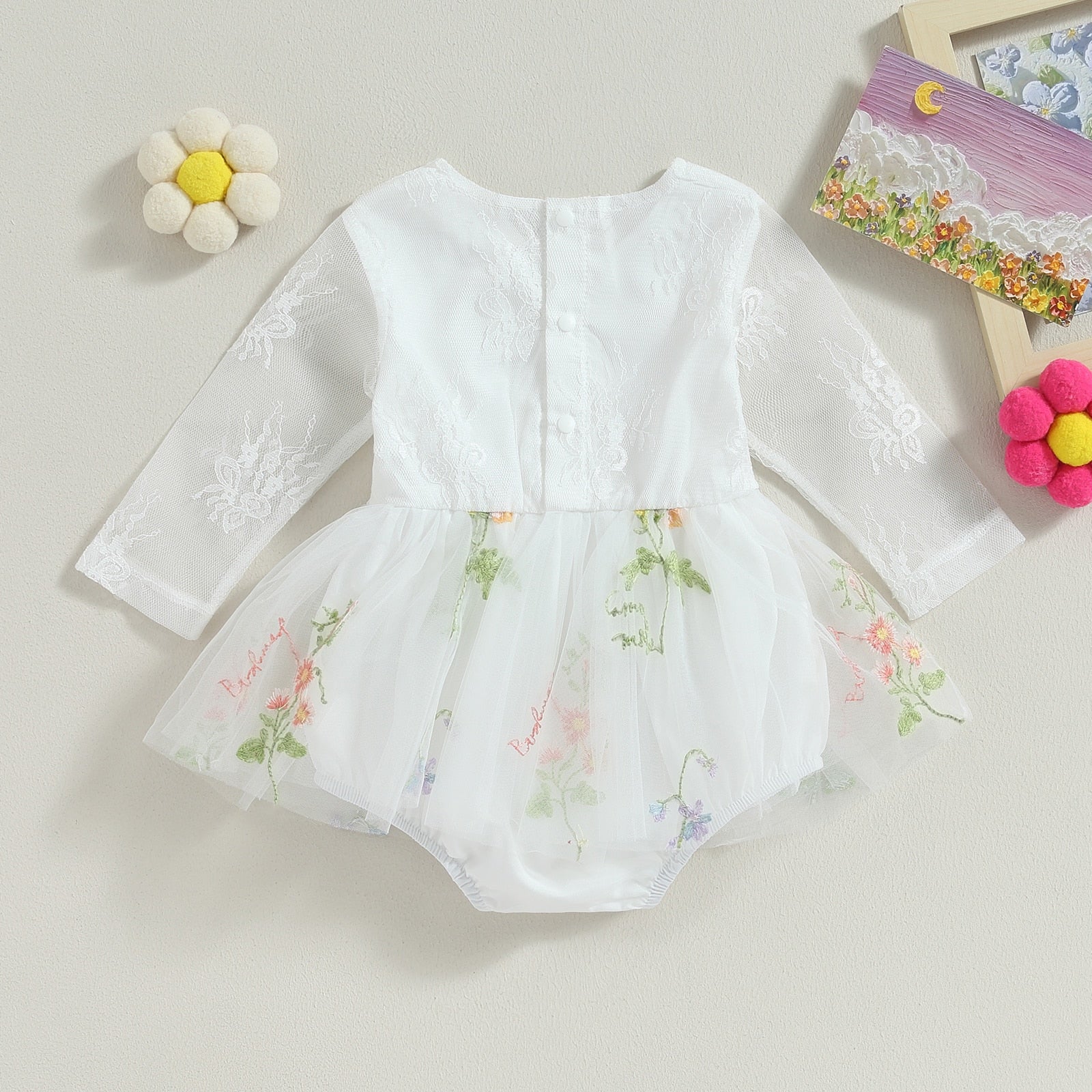 Body Infantil Sainha Tule Floral