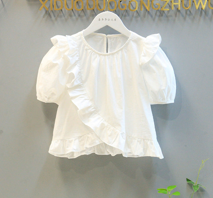 Conjunto Infantil Feminino Branco e Jeans Rendinha