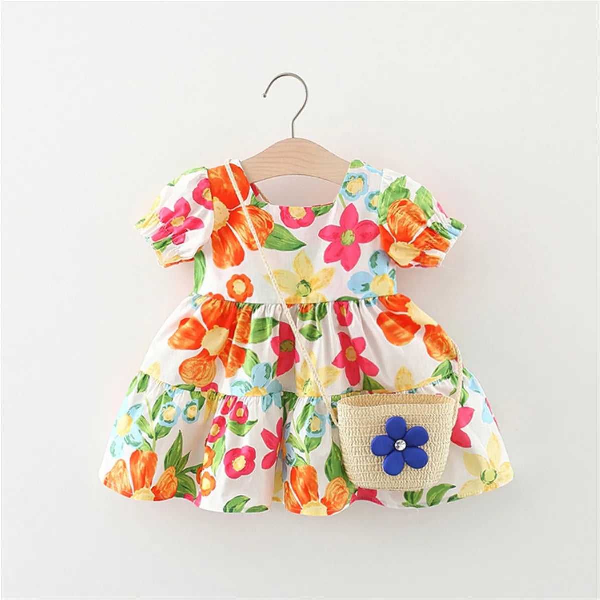 Vestido Infantil Floral Bolsinha