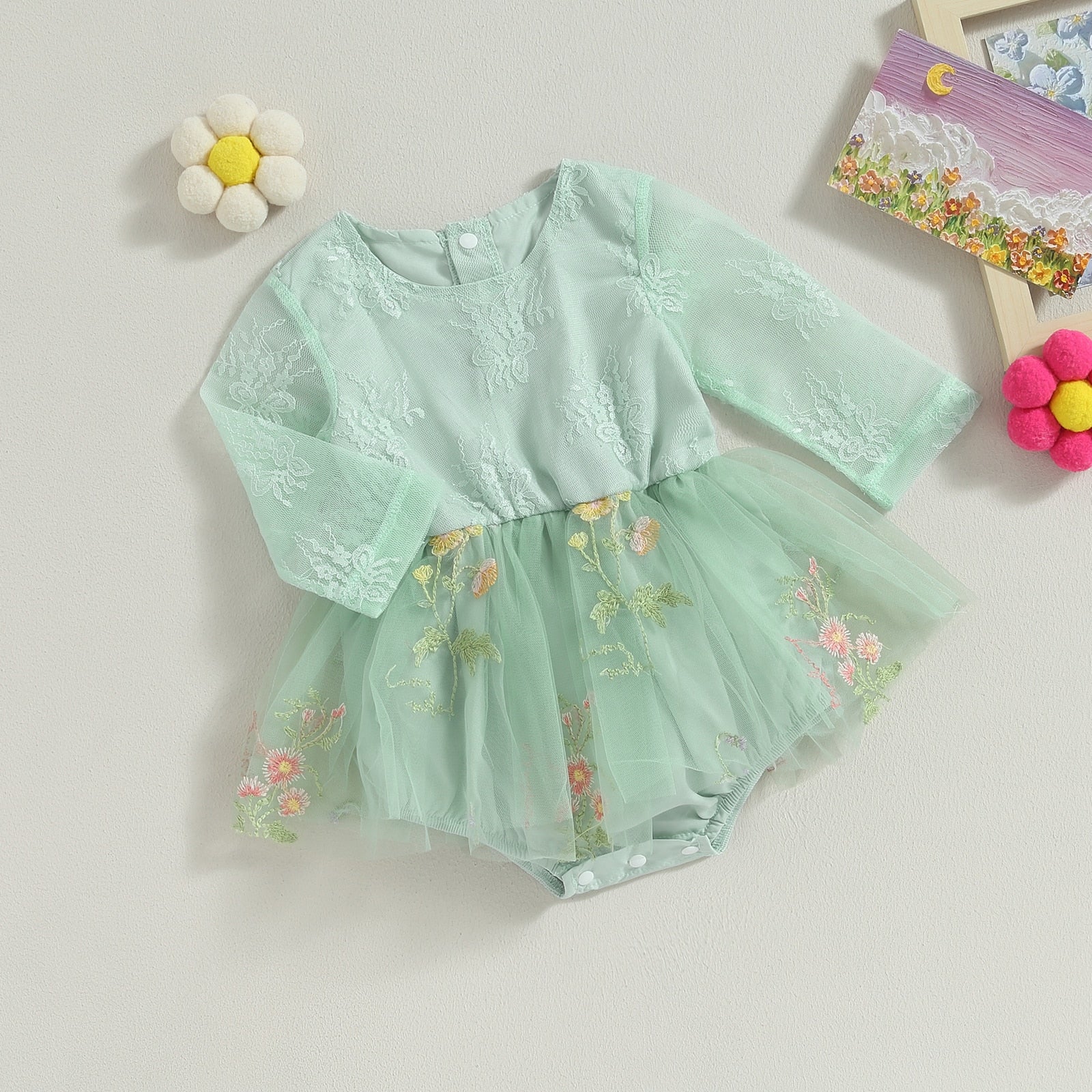 Body Infantil Sainha Tule Floral