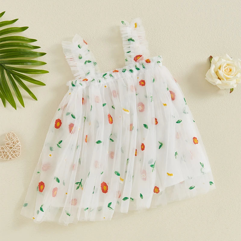 Vestido Infantil Tule Florzinhas